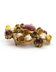 Chanel Vintage '93 Multi-Color Gripoix & Pearl Cluster Brooch