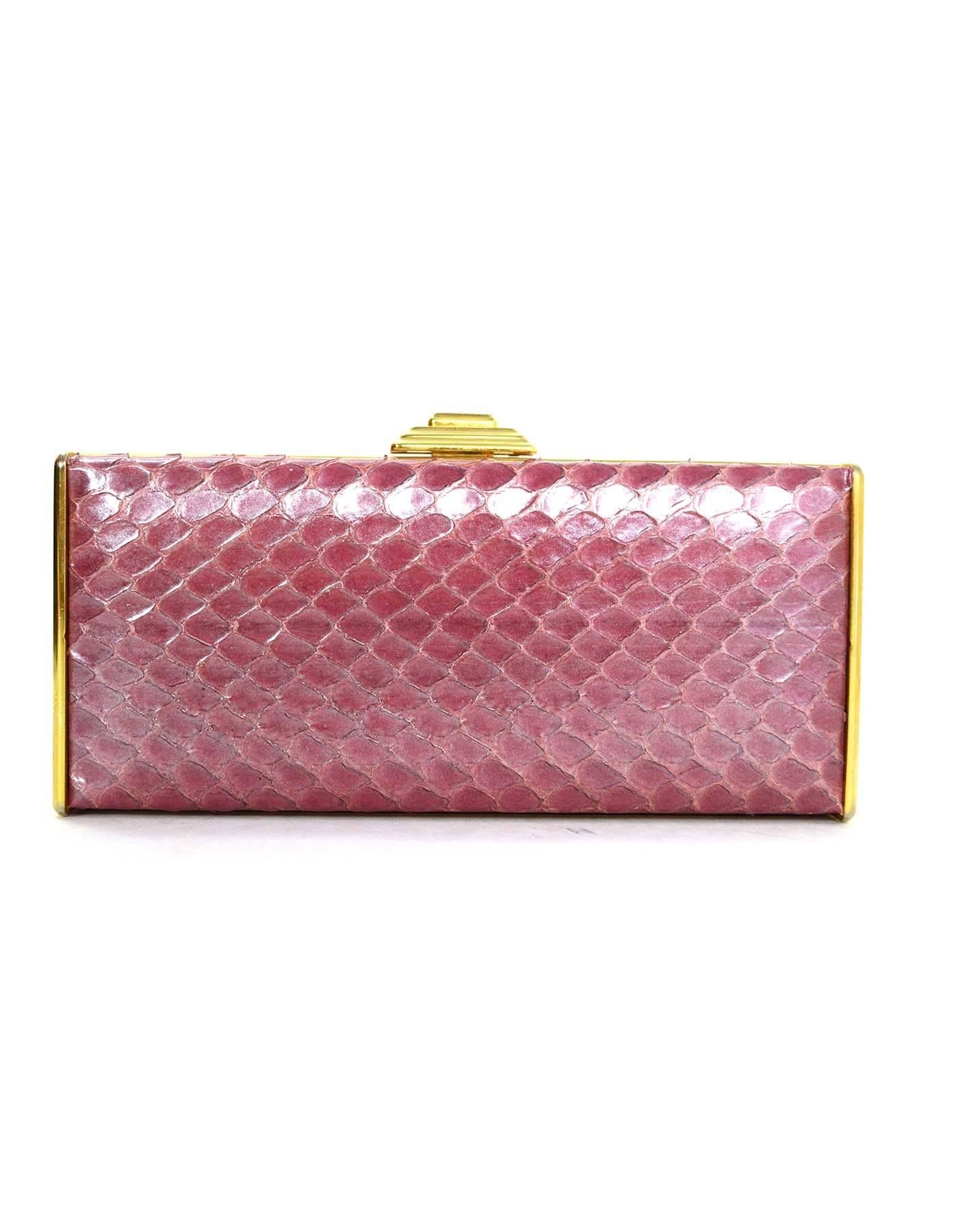 Judith Leiber Iridescent Pink Python & Crystal Minaudiere GHW In Excellent Condition In New York, NY