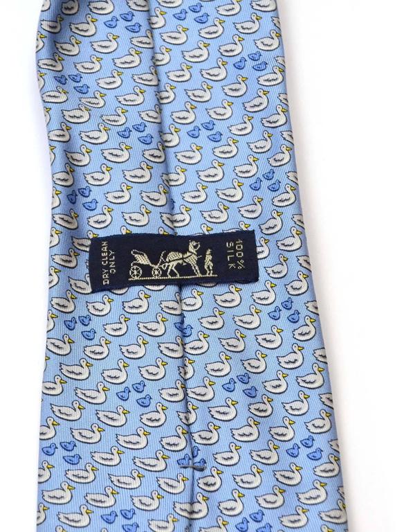 Hermes Pale Blue Duck Print Silk Tie For Sale at 1stDibs | hermes duck tie