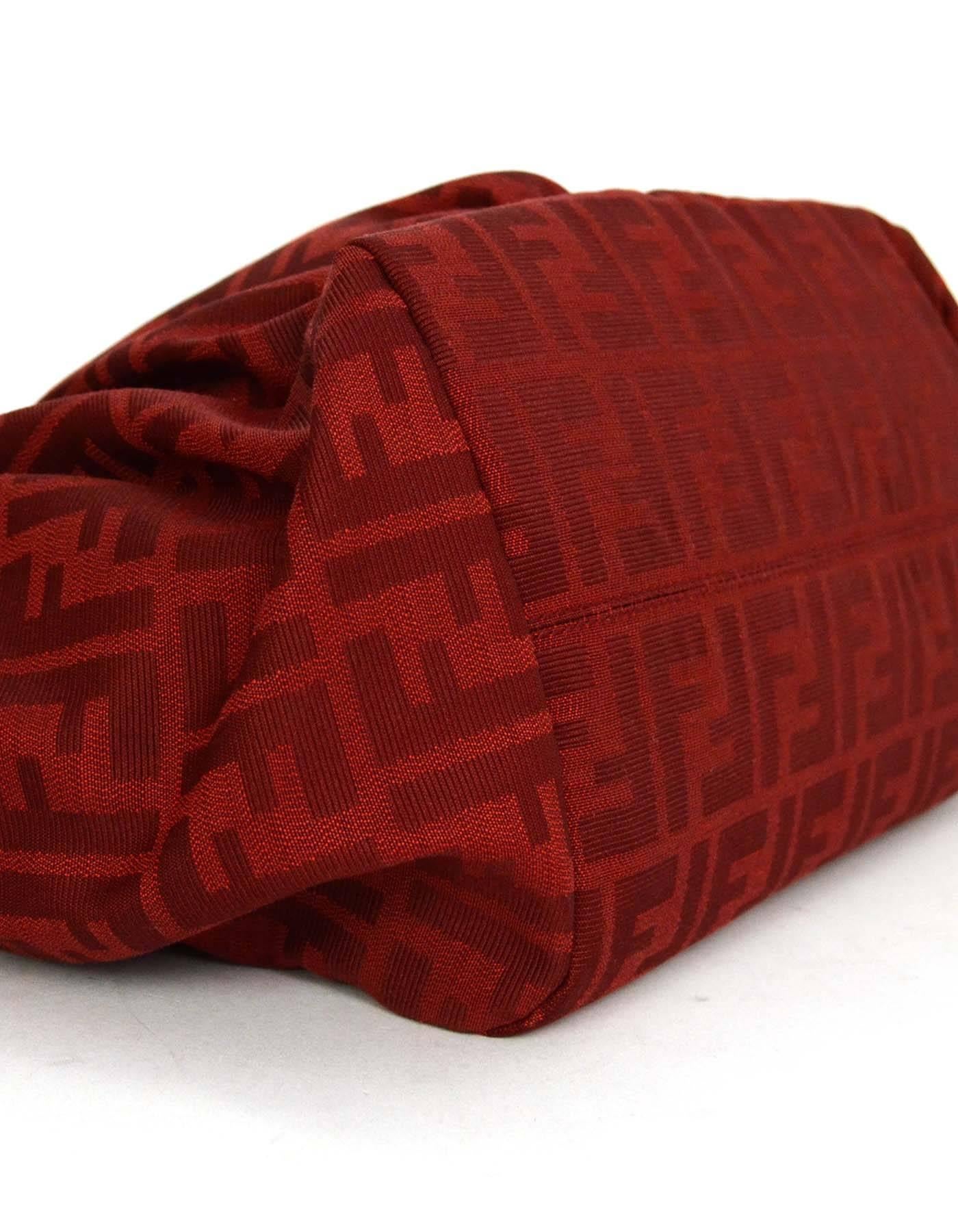 Women's Fendi Red Leather & Zucca Print Canvas Bag GHW