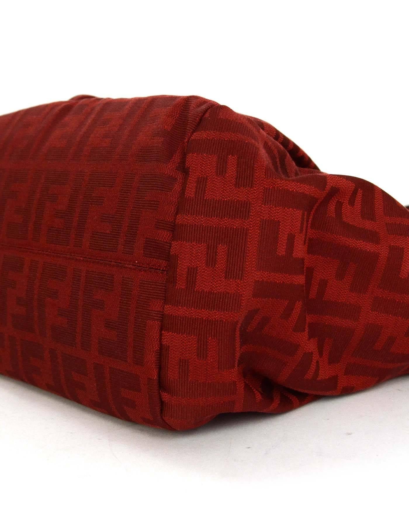 Fendi Red Leather & Zucca Print Canvas Bag GHW 1