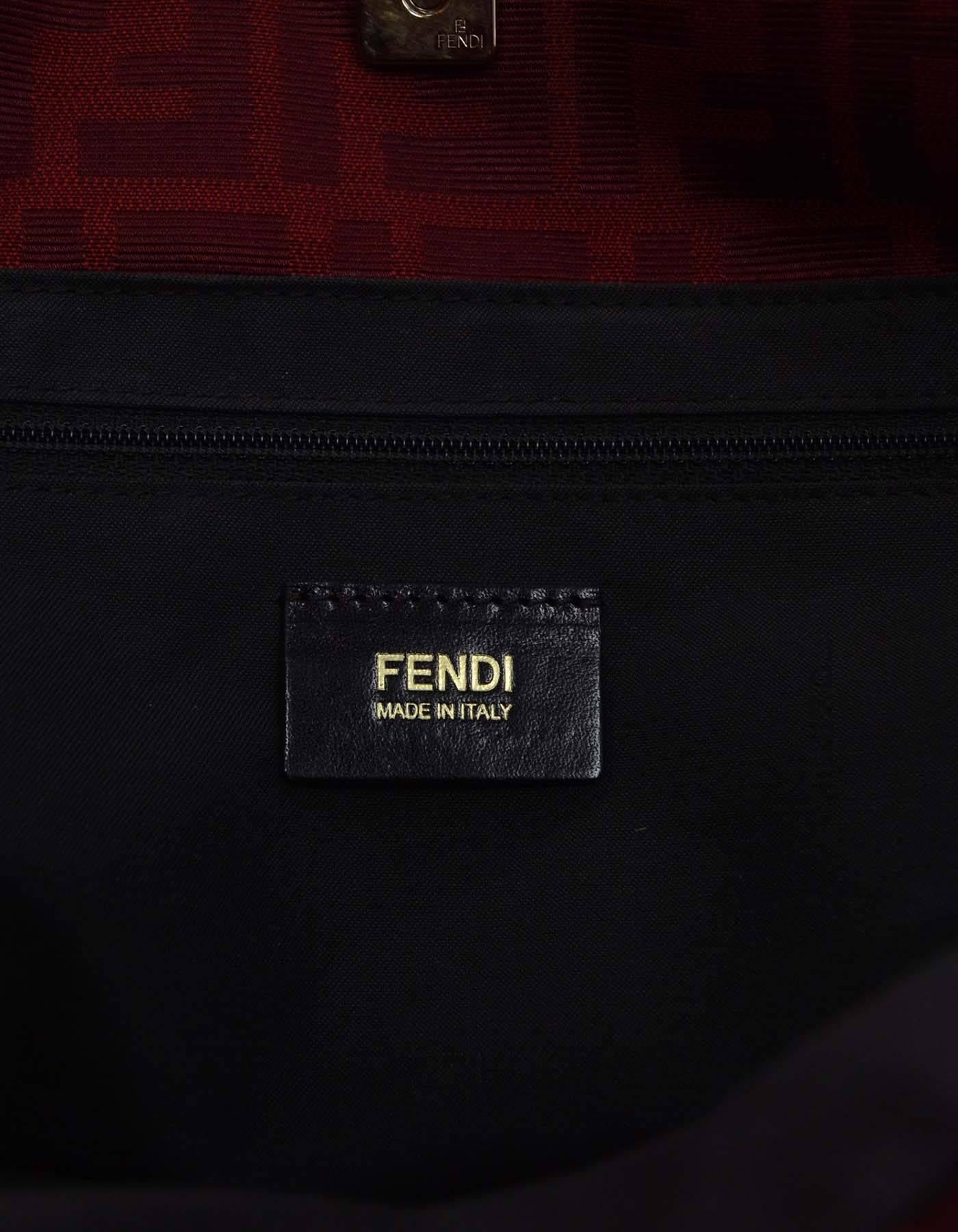 Fendi Red Leather & Zucca Print Canvas Bag GHW 4
