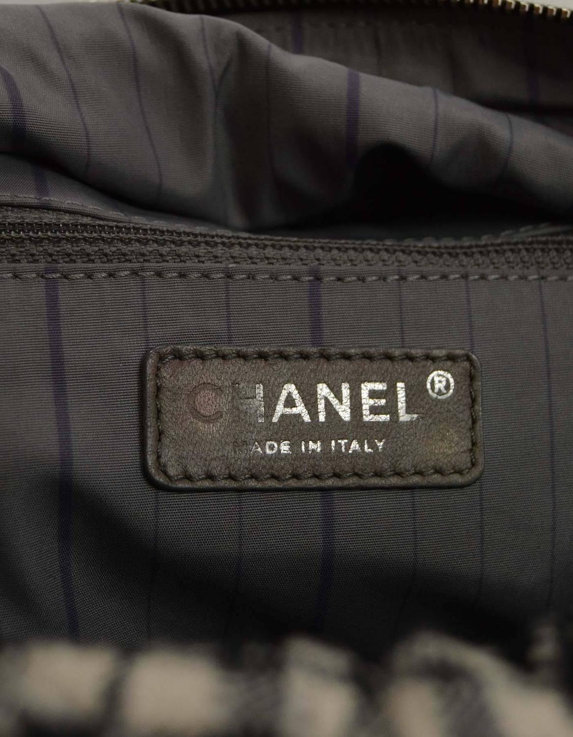 Chanel Leather and Tweed Shoulder Bag SHW For Sale at 1stdibs