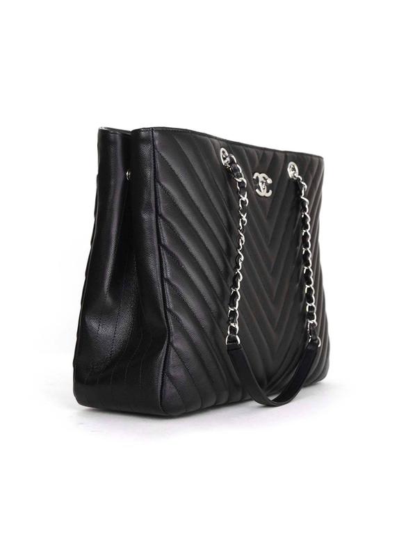 Chanel 2016 Black Chevron Grained Calfskin Tote Bag SHW at 1stDibs chanel chevron tote bag