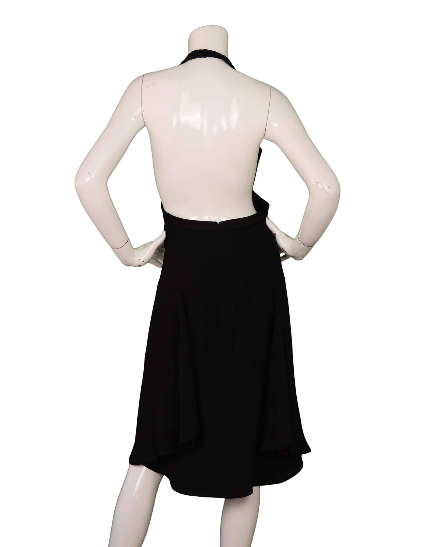 Miu Miu Black Silk Halter Neck Pleated Dress sz 40 In Excellent Condition In New York, NY