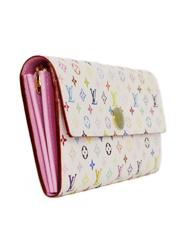 Louis Vuitton White Multicolore Sarah Snap Wallet GHW For Sale at 1stdibs