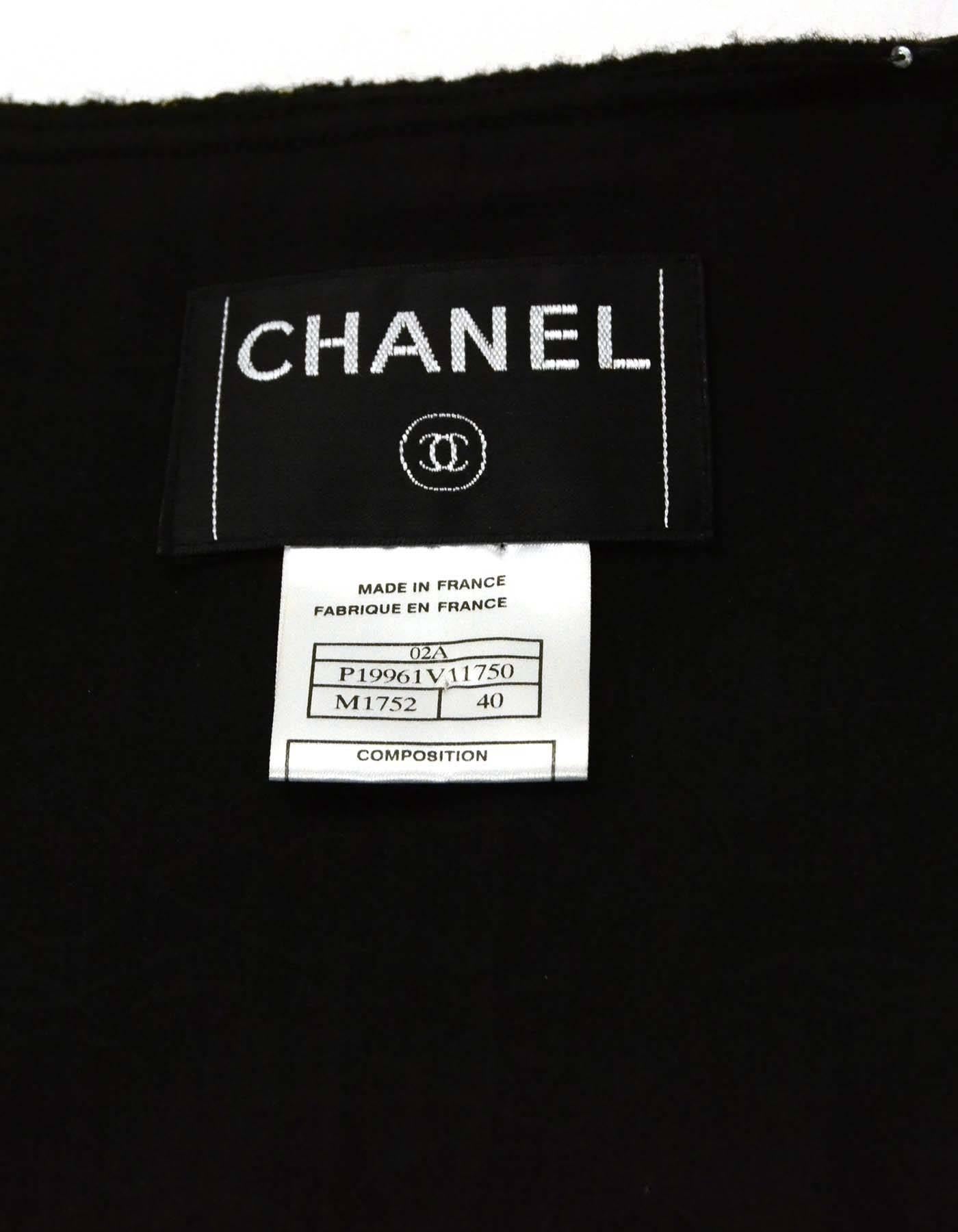 Chanel Black Tweed Sequin & Chain Fringe Skirt Suit sz 40 5