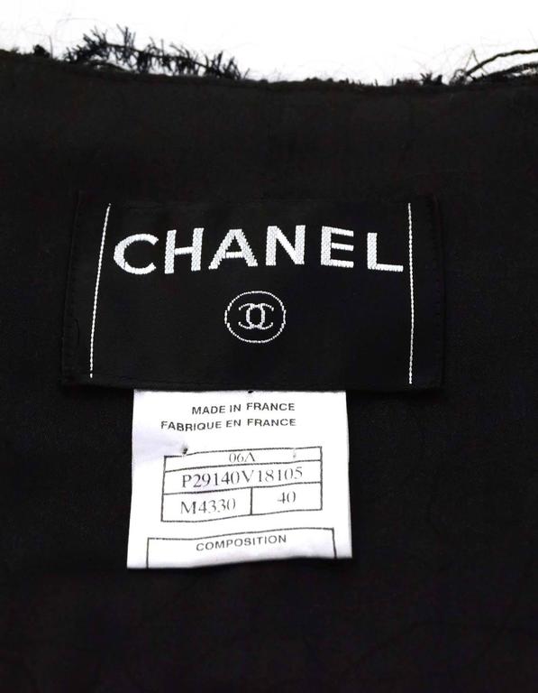 Chanel Black and Grey Tweed Fringe Skirt Suit sz 40 For Sale at 1stDibs ...