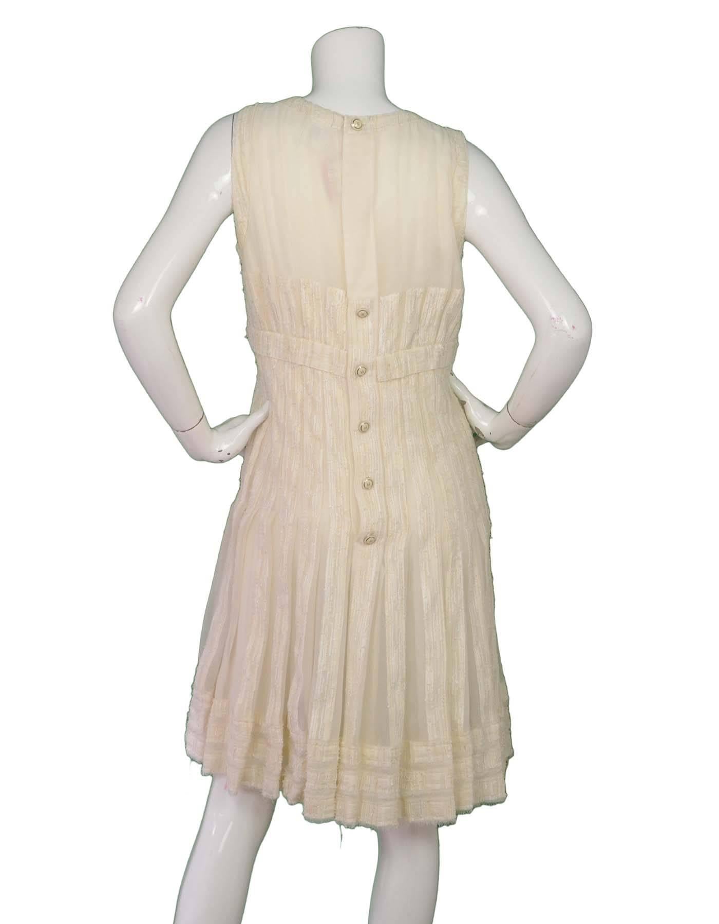 Chanel Cream Silk Sleeveless Dress Sz 42 In Excellent Condition In New York, NY
