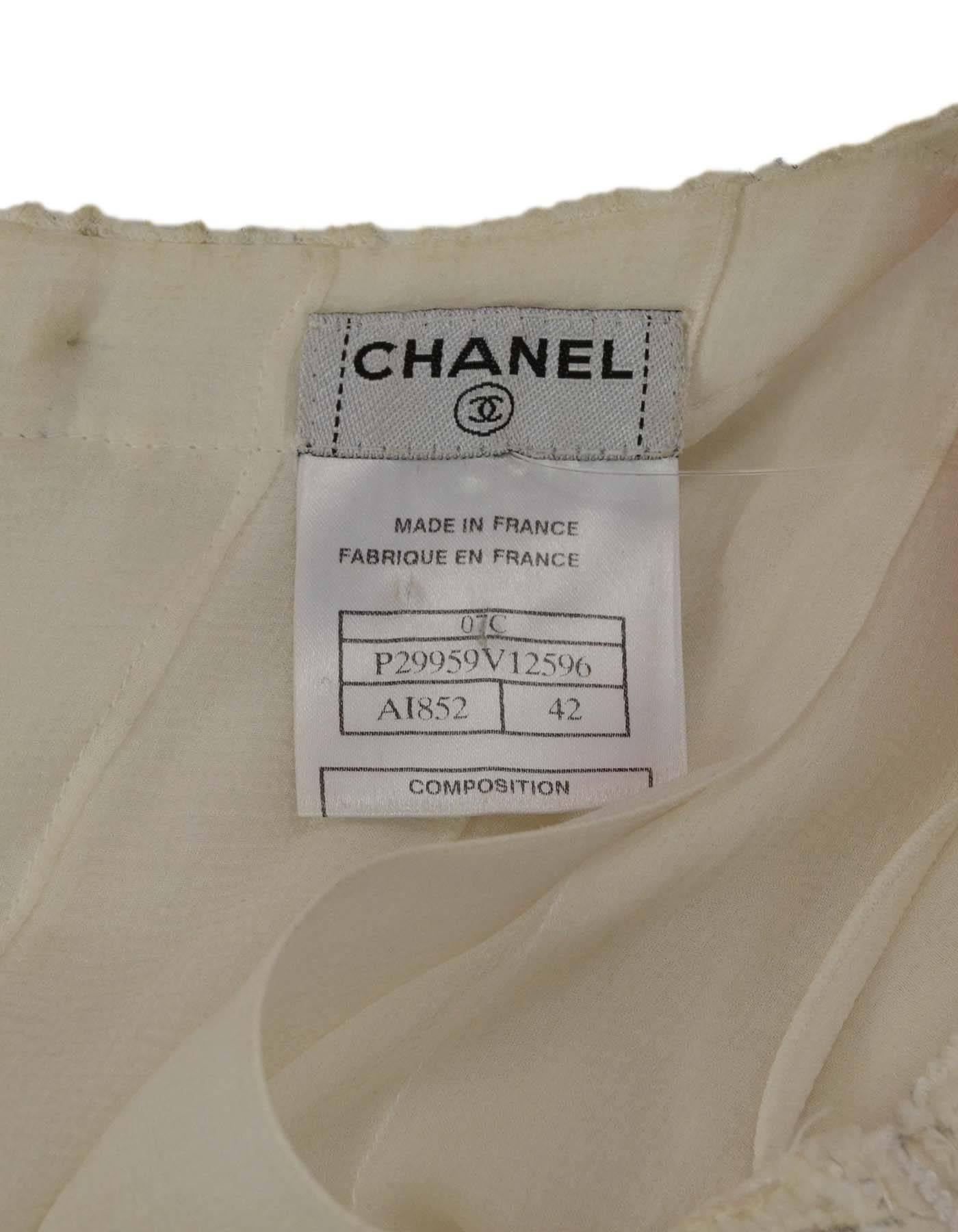 Women's Chanel Cream Silk Sleeveless Dress Sz 42