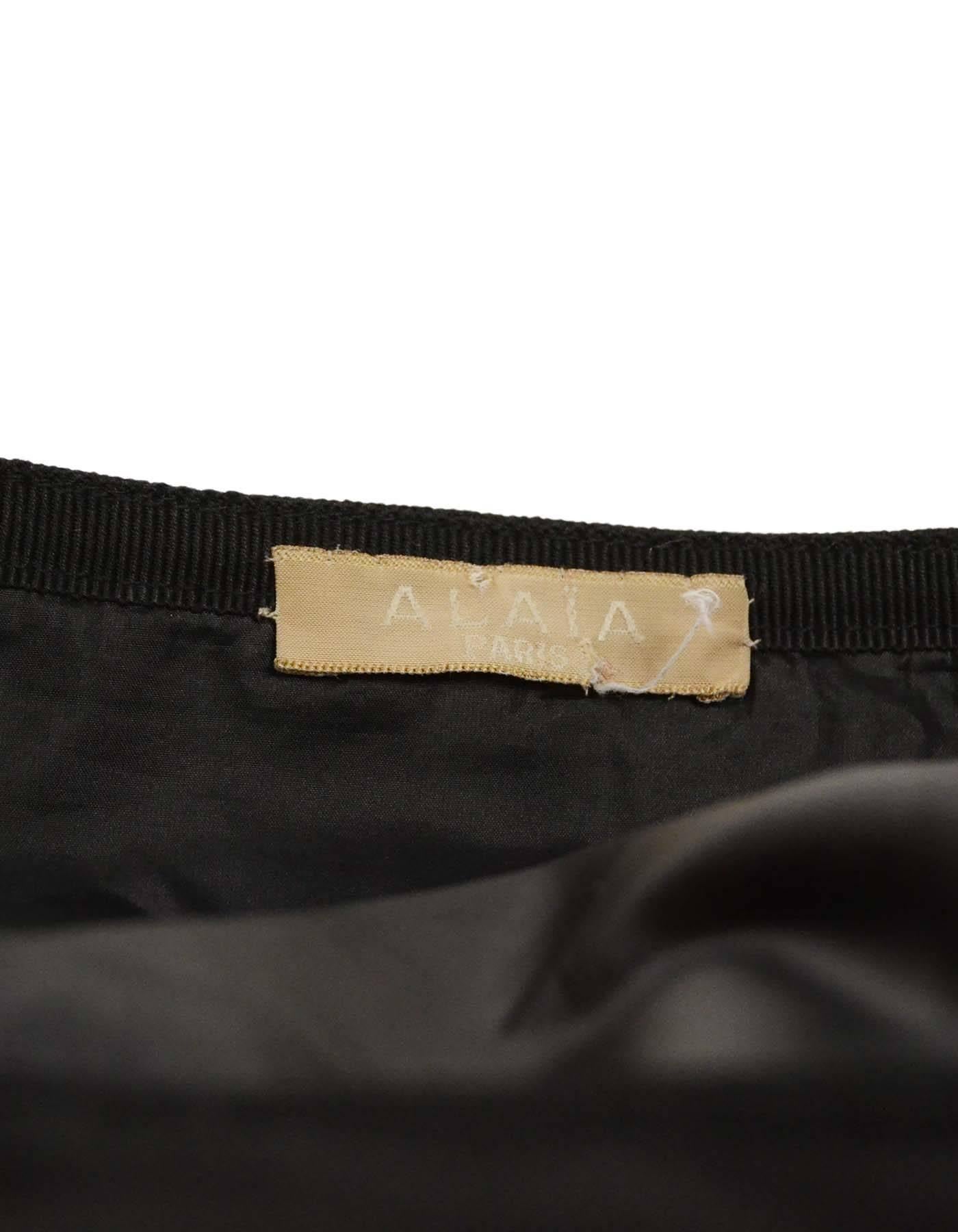 Women's Alaia Black Wool Skirt Sz 44