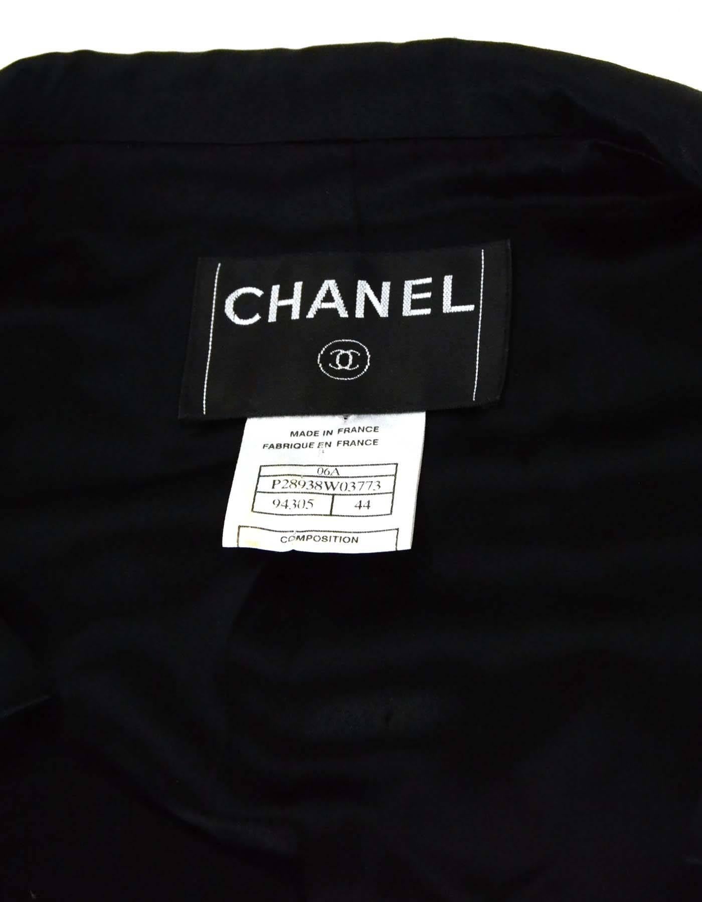 Chanel Black Wool Jacket with Sateen Trim Sz 44 1
