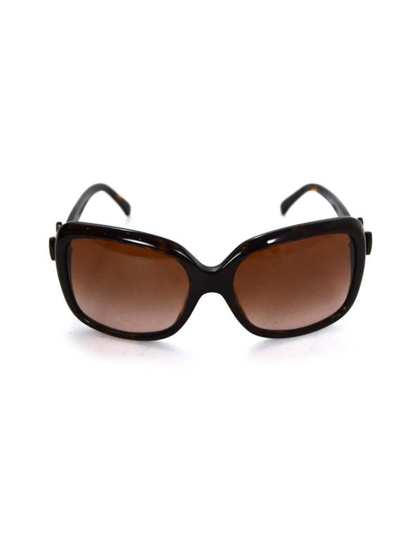 Chanel Brown Tortoise Sunglasses with Bow Detail For Sale at 1stDibs