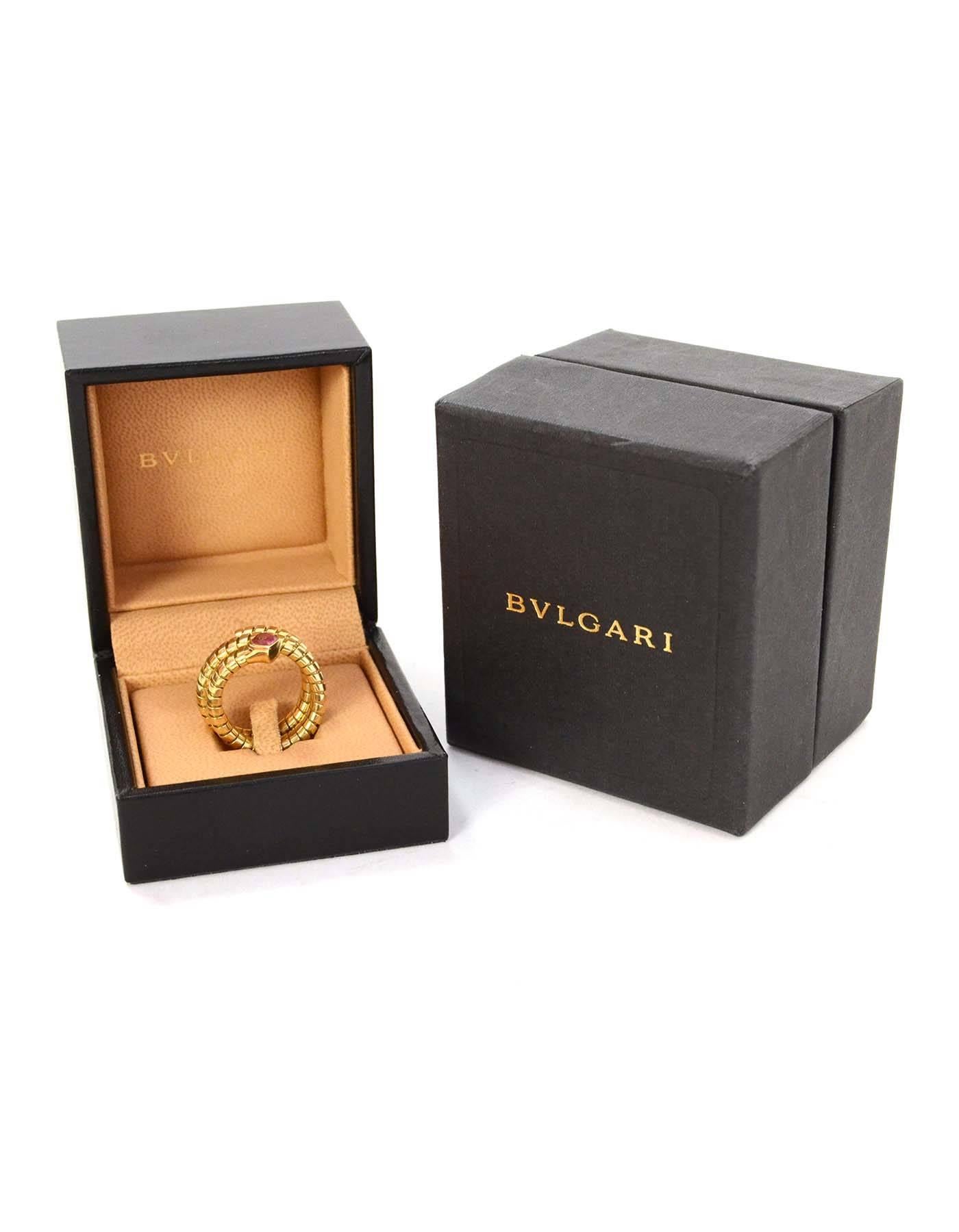  Bulgari Bvlgari 18k Gold Serpenti Tubogas Pink Tourmaline Ring sz 7 rt. $6, 750 In Excellent Condition In New York, NY