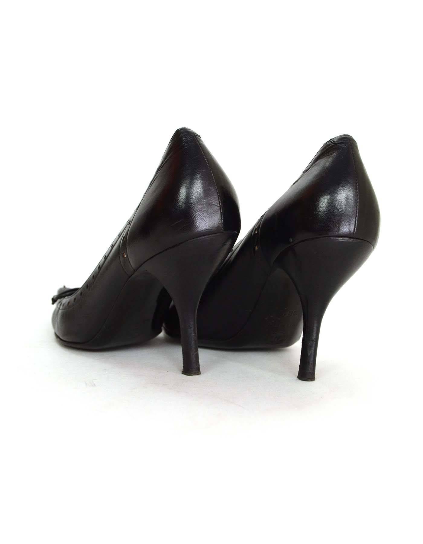 Chanel Perforated Black Pointed Toe Pumps Sz 38.5 1