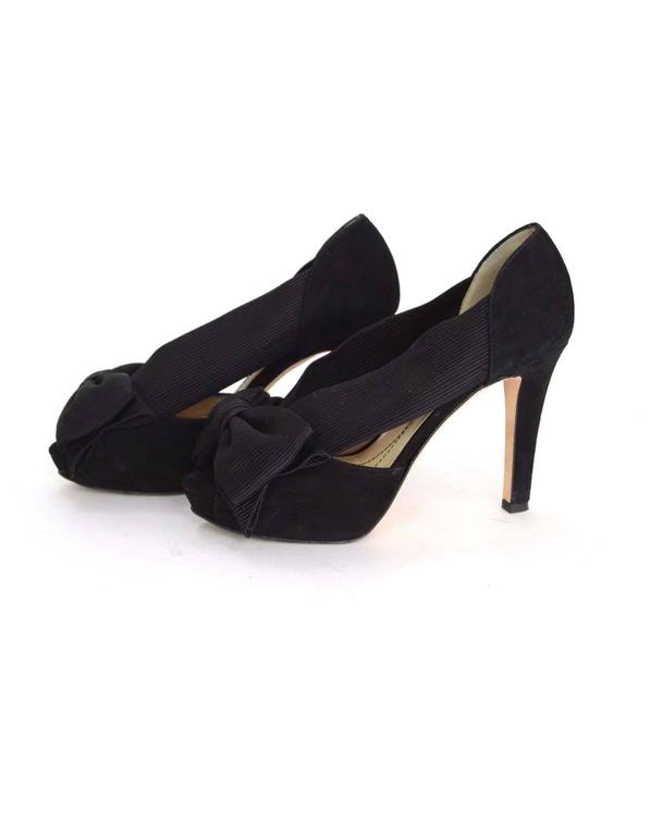 Kate Spade Black Suede Open Toe Bow Pumps Sz 6 For Sale at 1stDibs