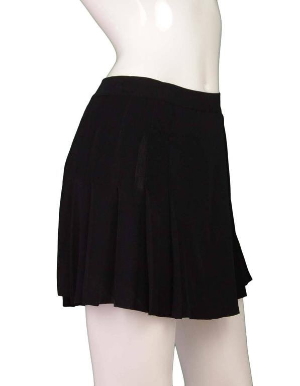 Alexander McQueen Black Pleated Mini Skirt Sz M For Sale at 1stDibs