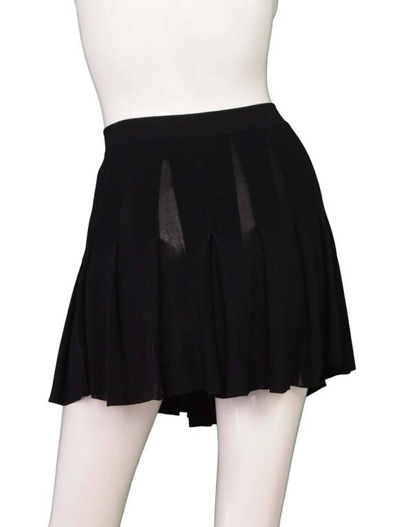 Alexander McQueen Black Pleated Mini Skirt Sz M For Sale at 1stDibs