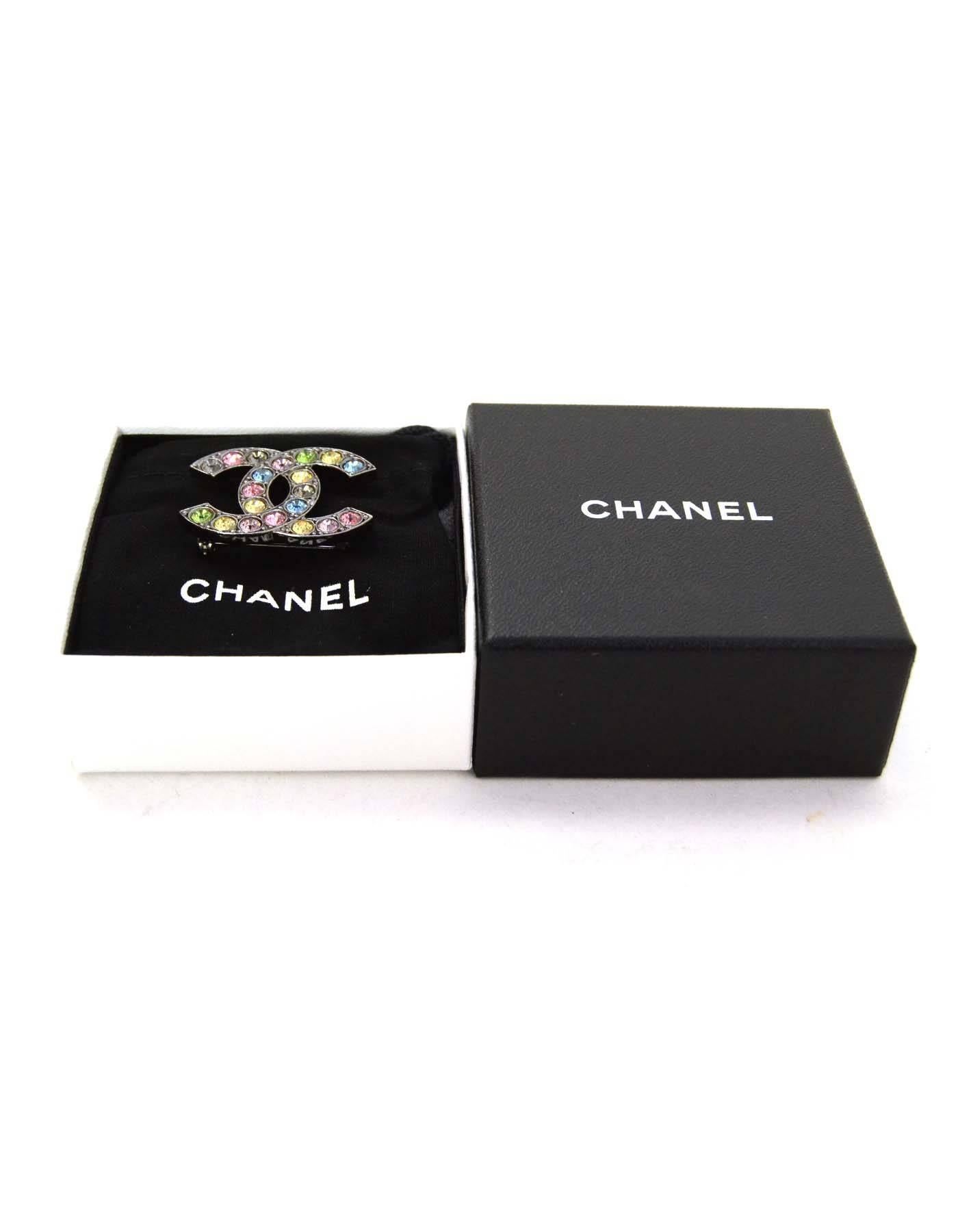 Women's Chanel Multicolored Tutti Fruitti Crystal CC Brooch with Box and Dust bag