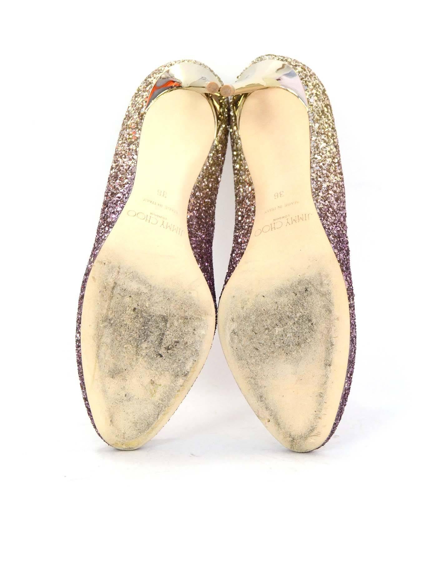 Jimmy Choo Esme Gold and Pink Ombre Glitter Pumps Sz 36 1