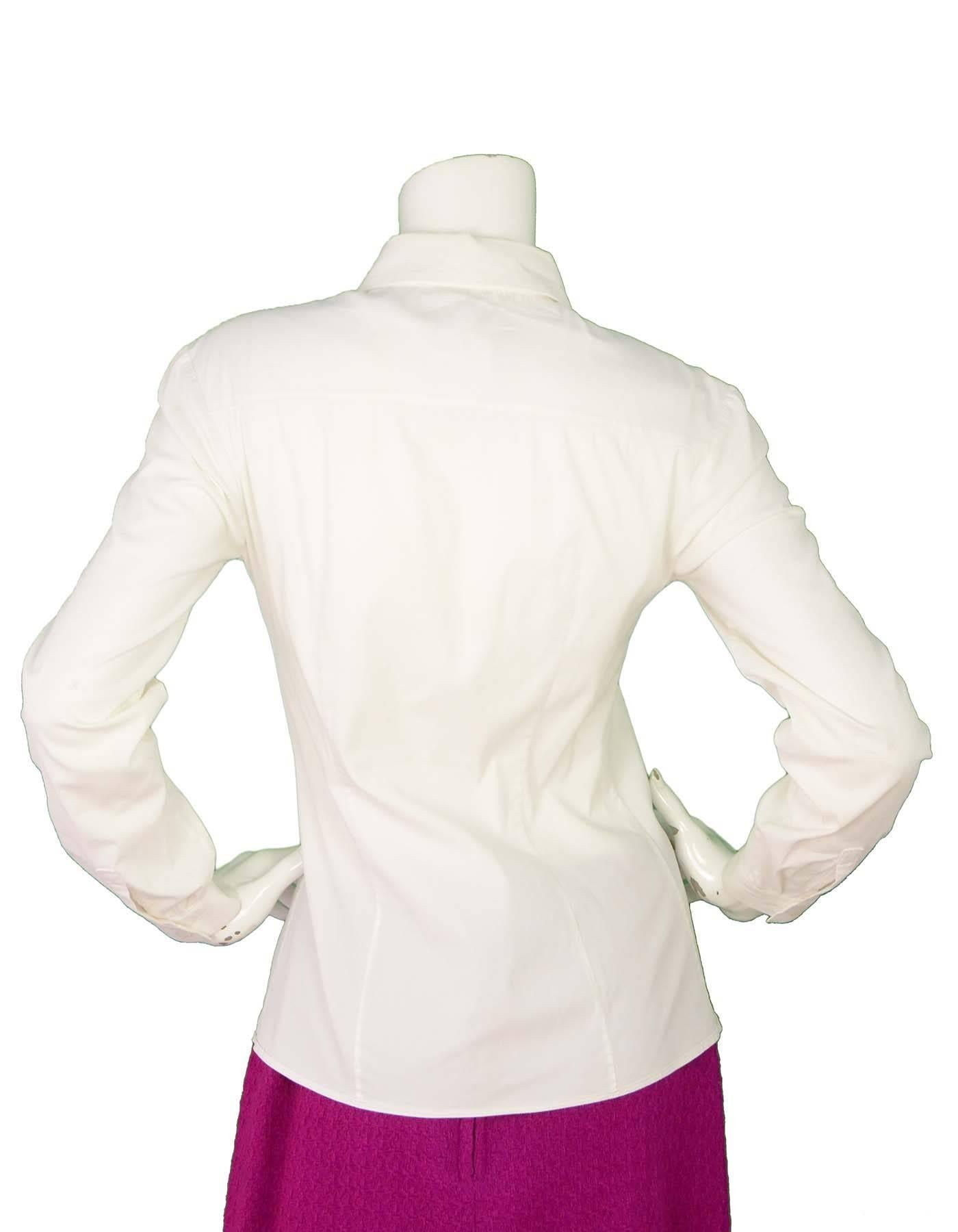 Prada White Button Up Blouse Sz 38 In Good Condition In New York, NY