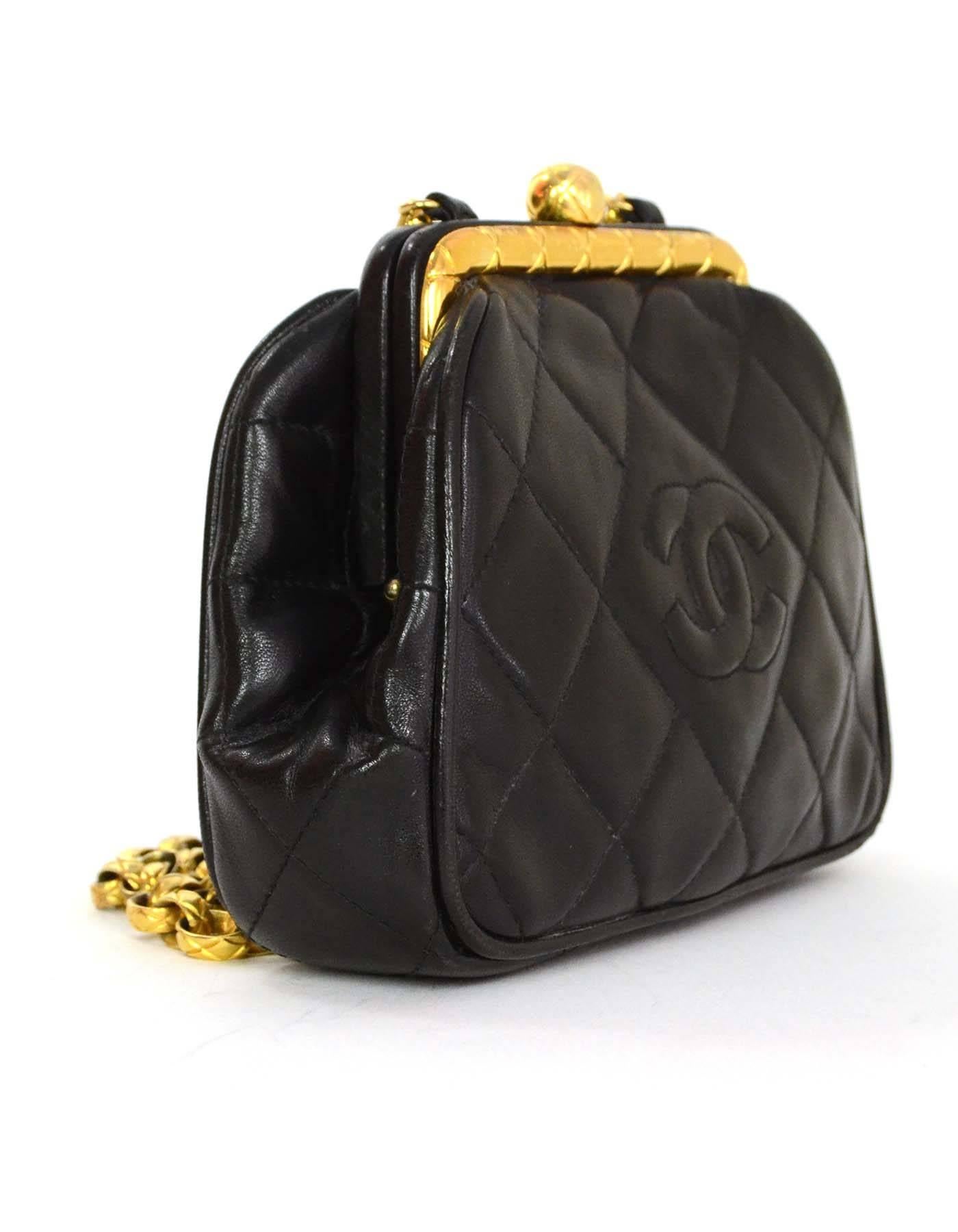 Chanel Vintage Black Quilted Leather Mini CC Cross-Body with GHW In Good Condition In New York, NY