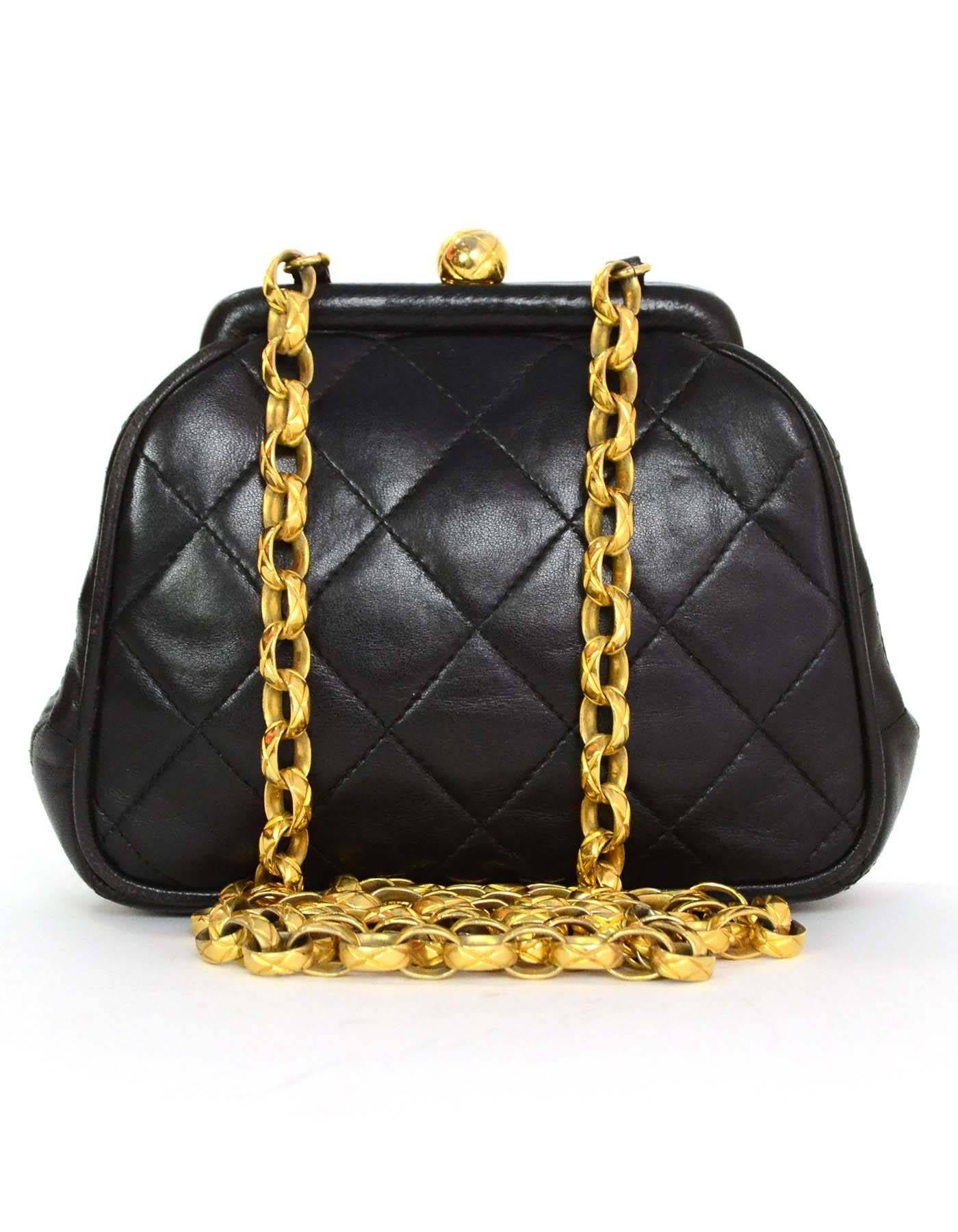 Women's Chanel Vintage Black Quilted Leather Mini CC Cross-Body with GHW