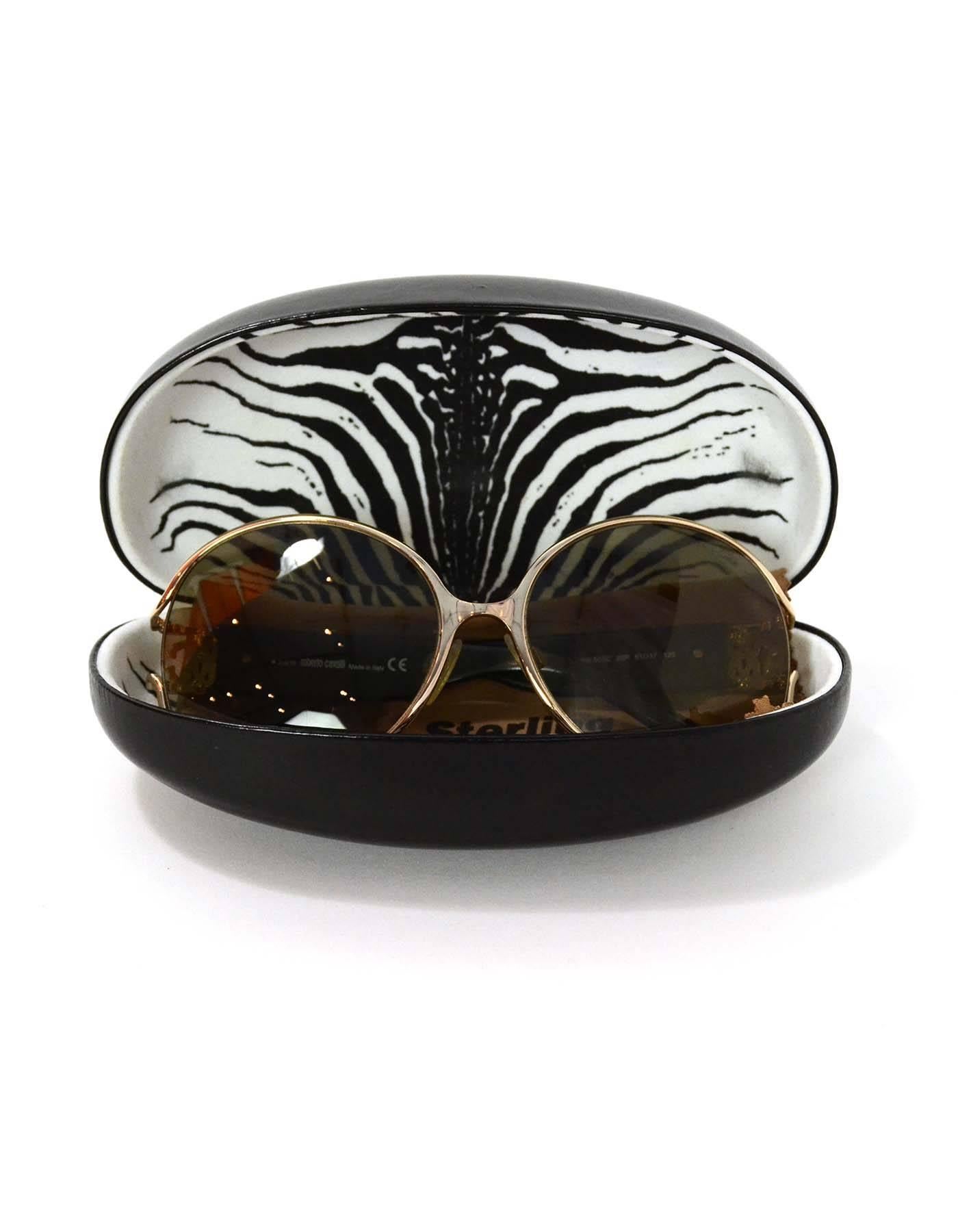 Roberto Cavalli Round Frame Sunglasses with Crystals and Case 1