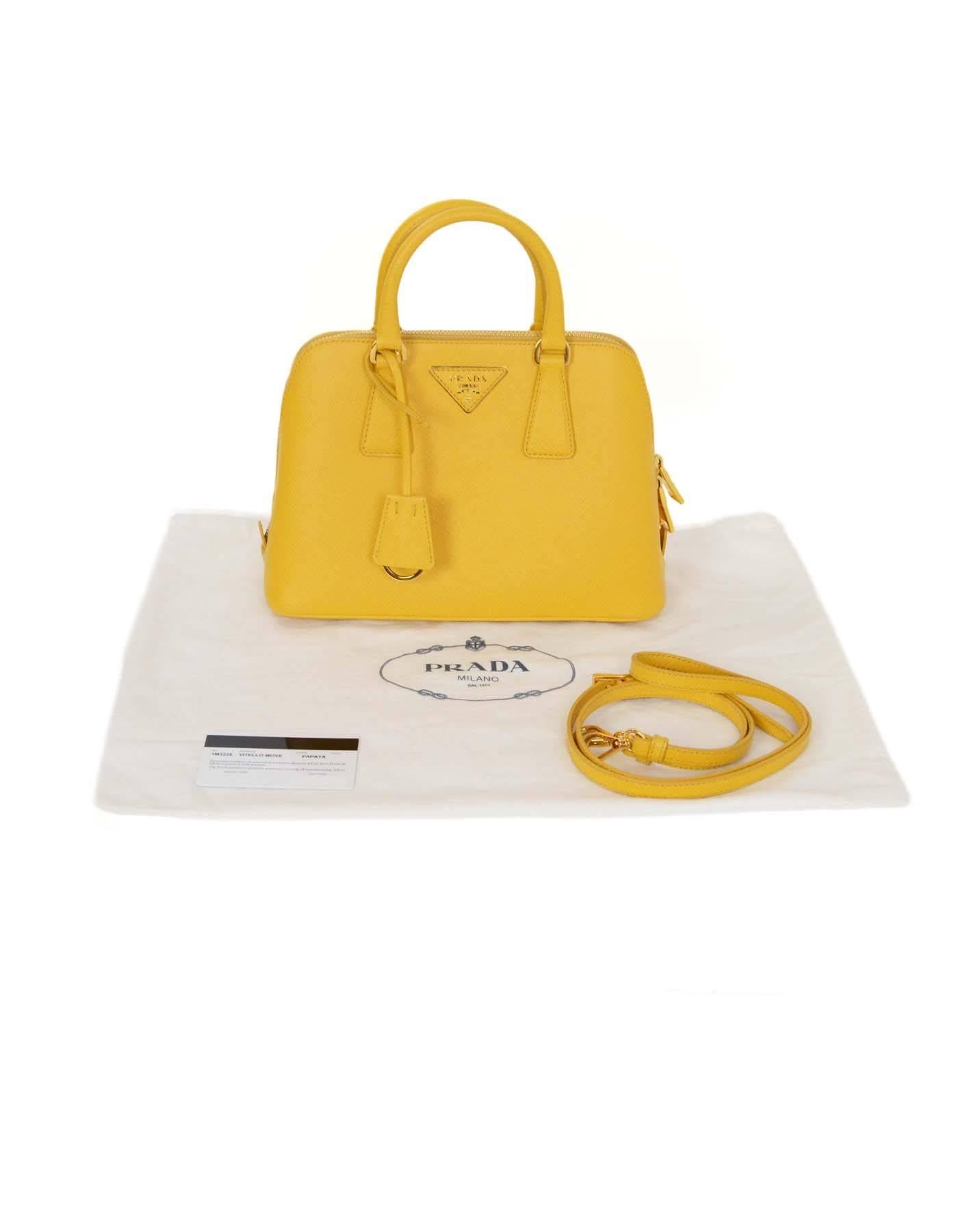 Prada Yellow Mini Promenade Saffiano Bag with GHW and Dust bag 3