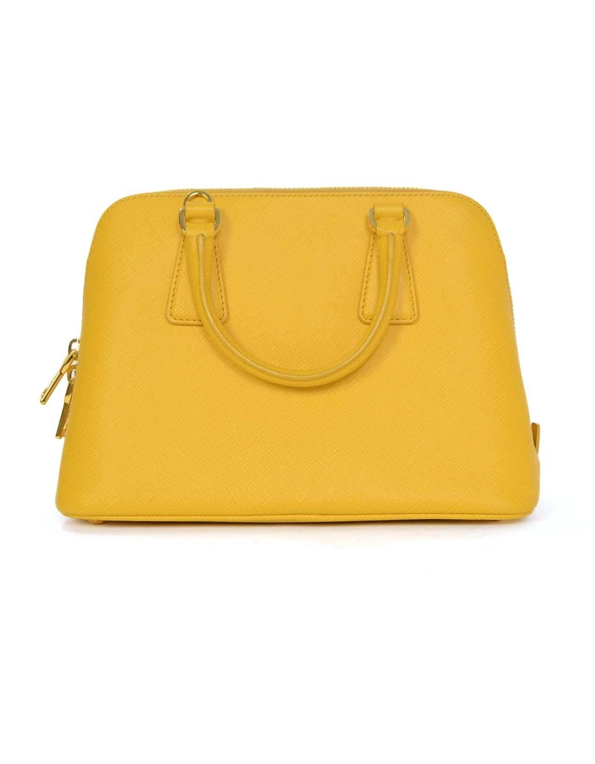 Prada Yellow Mini Promenade Saffiano Bag with GHW and Dust bag at 1stdibs