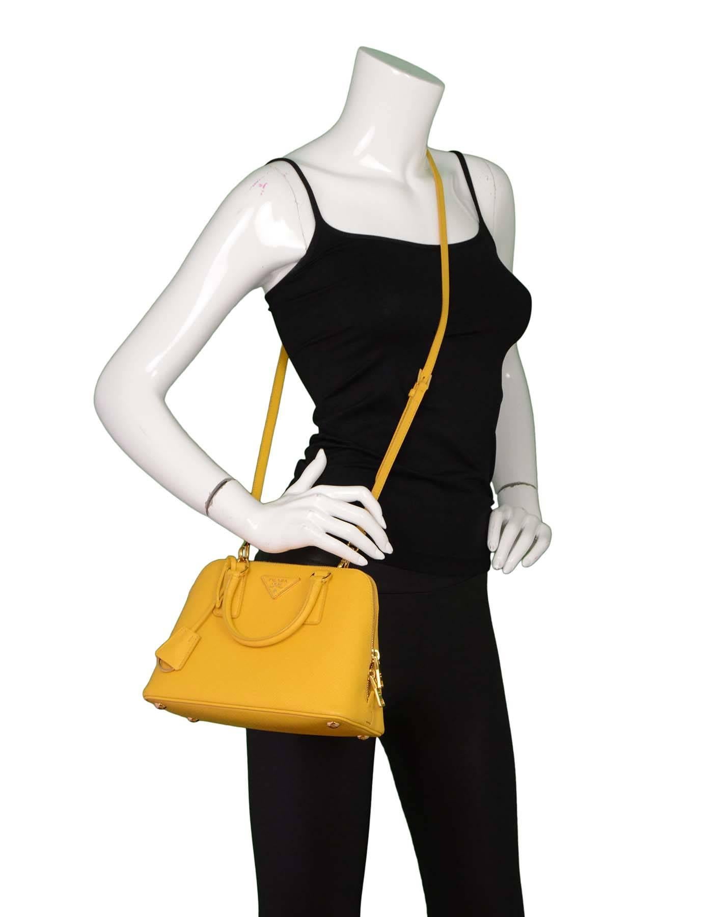 Prada Yellow Mini Promenade Saffiano Bag with GHW and Dust bag 2