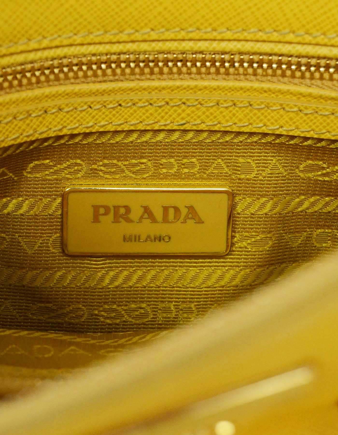 Women's Prada Yellow Mini Promenade Saffiano Bag with GHW and Dust bag