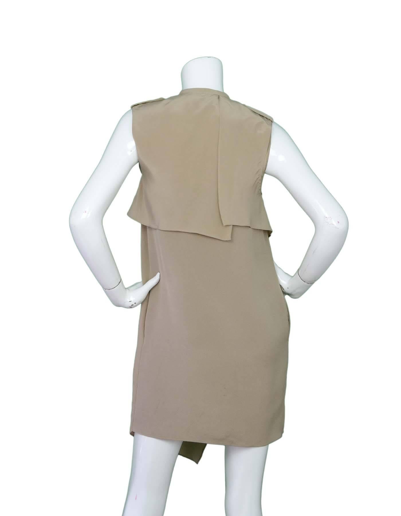 3.1 Phillip Lim Taupe Silk Sleeveless Tunic Dress sz 0 In Good Condition In New York, NY