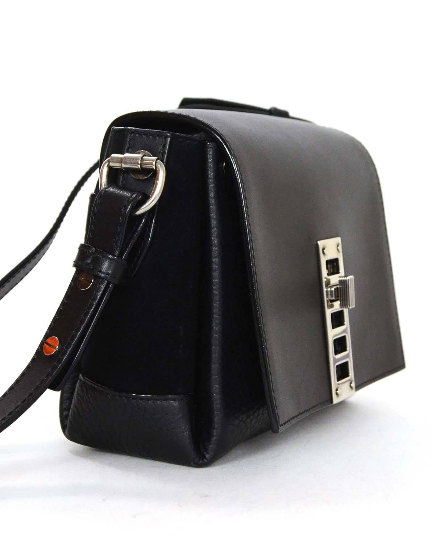 Proenza Schouler Black Leather Mini Elliot Crossbody Bag SHW In Excellent Condition In New York, NY