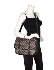 Goyard Black Chevron Print Belvedere MM Messenger Bag with SHW