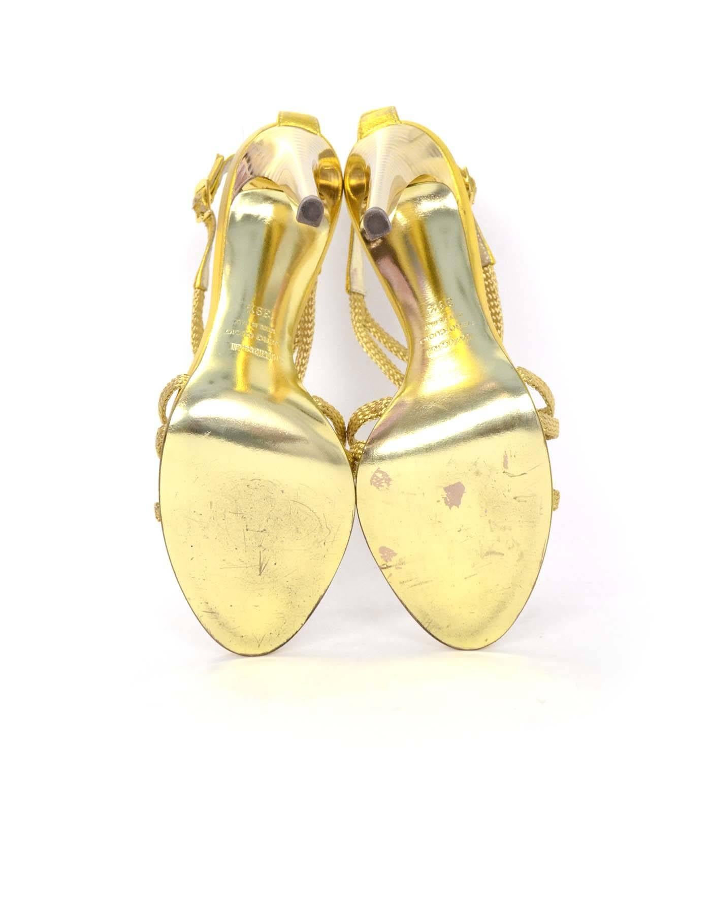 Roberto Cavalli Gold Sandals Sz 39.5 with Dust Bag and Box 3