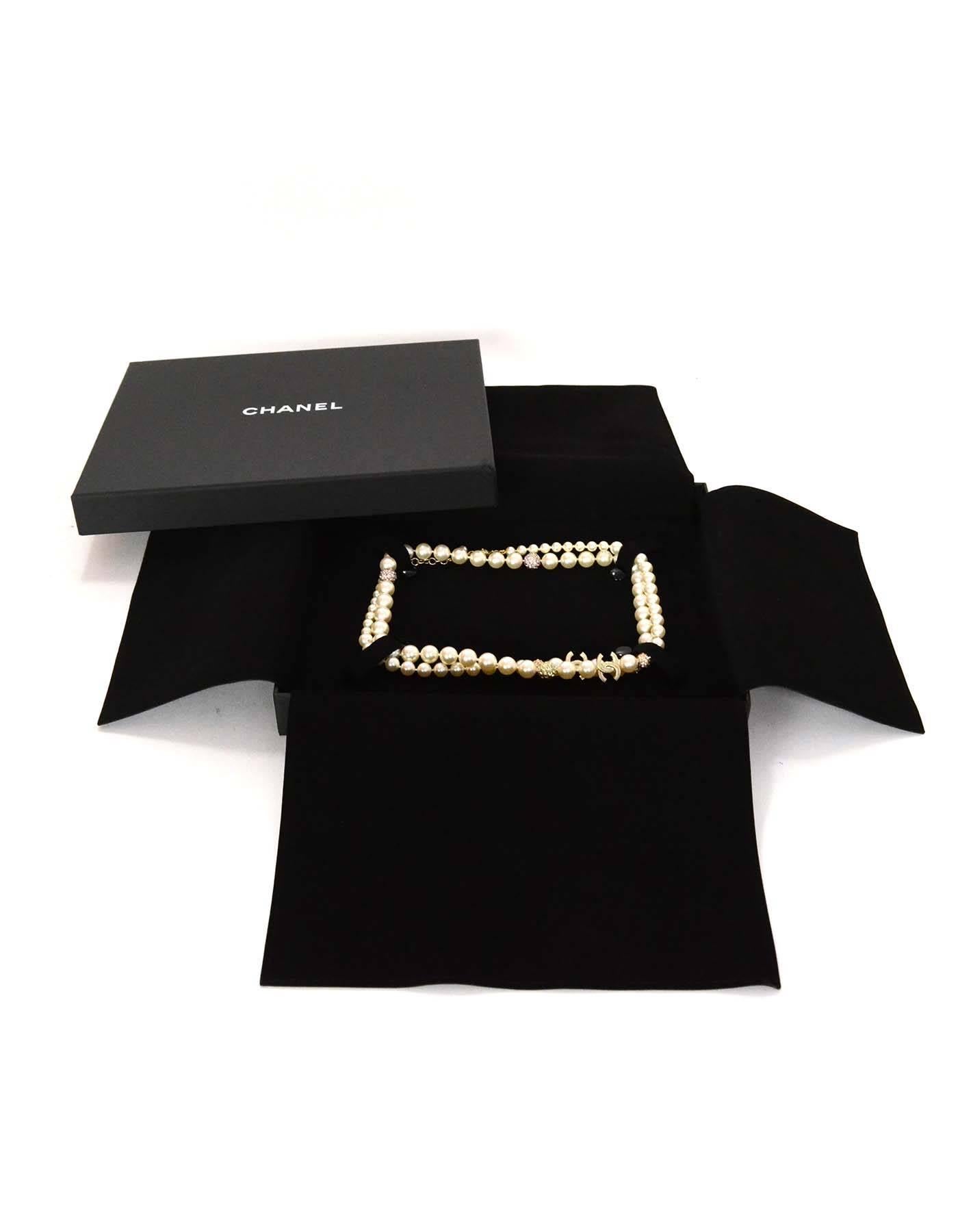 Chanel NEW 2015 Faux Pearl & Crystal CC Necklace 2
