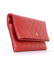 Chanel 2015 wie neu:: gesteppte Clutch aus rotem Lammleder