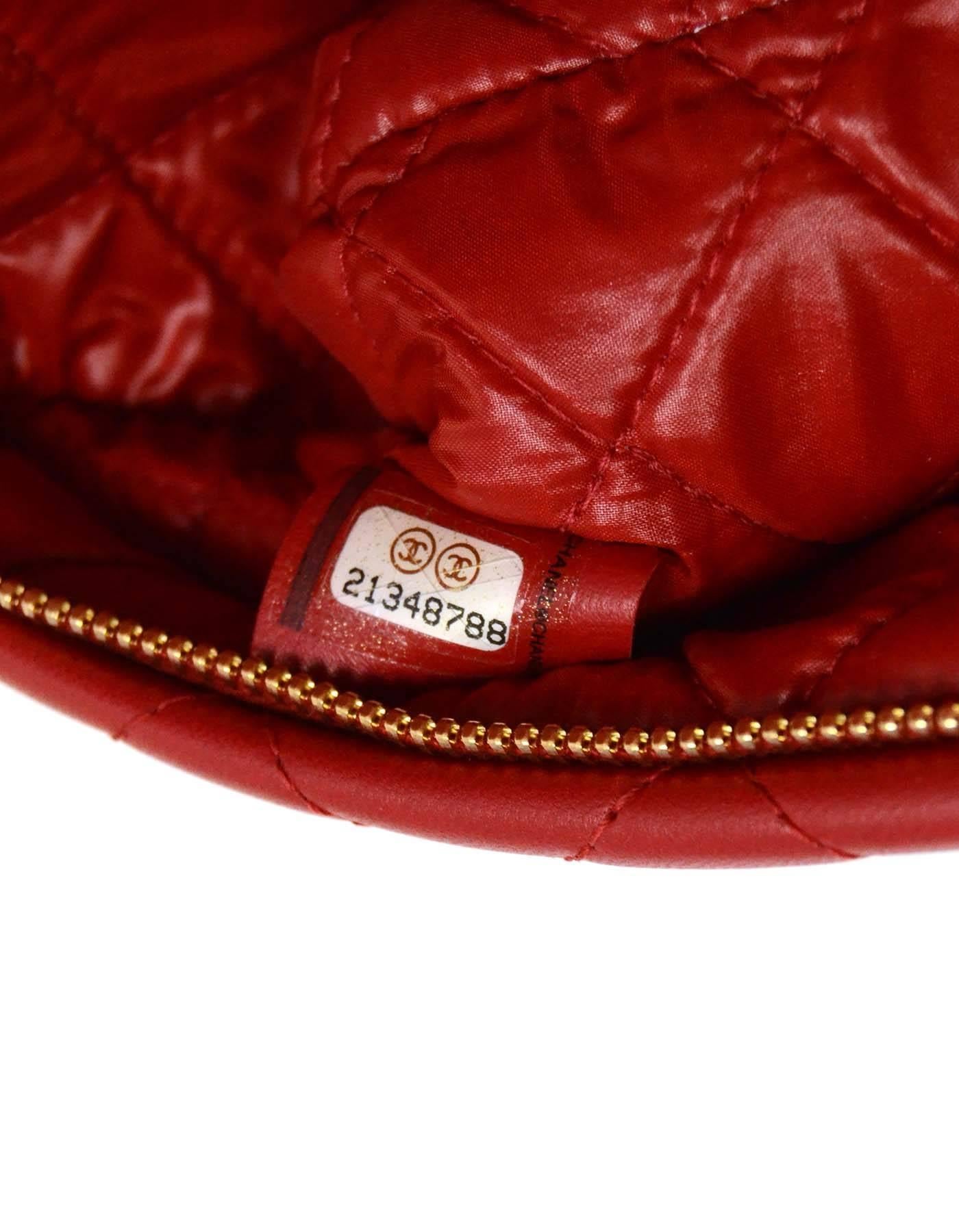 Women's Chanel 2015 Like New Red Lambskin Quilted Fold Over Clutch Bag