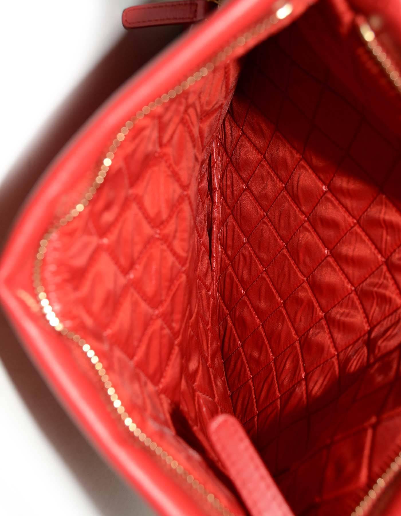 Chanel 2015 Like New Red Lambskin Quilted Fold Over Clutch Bag 1