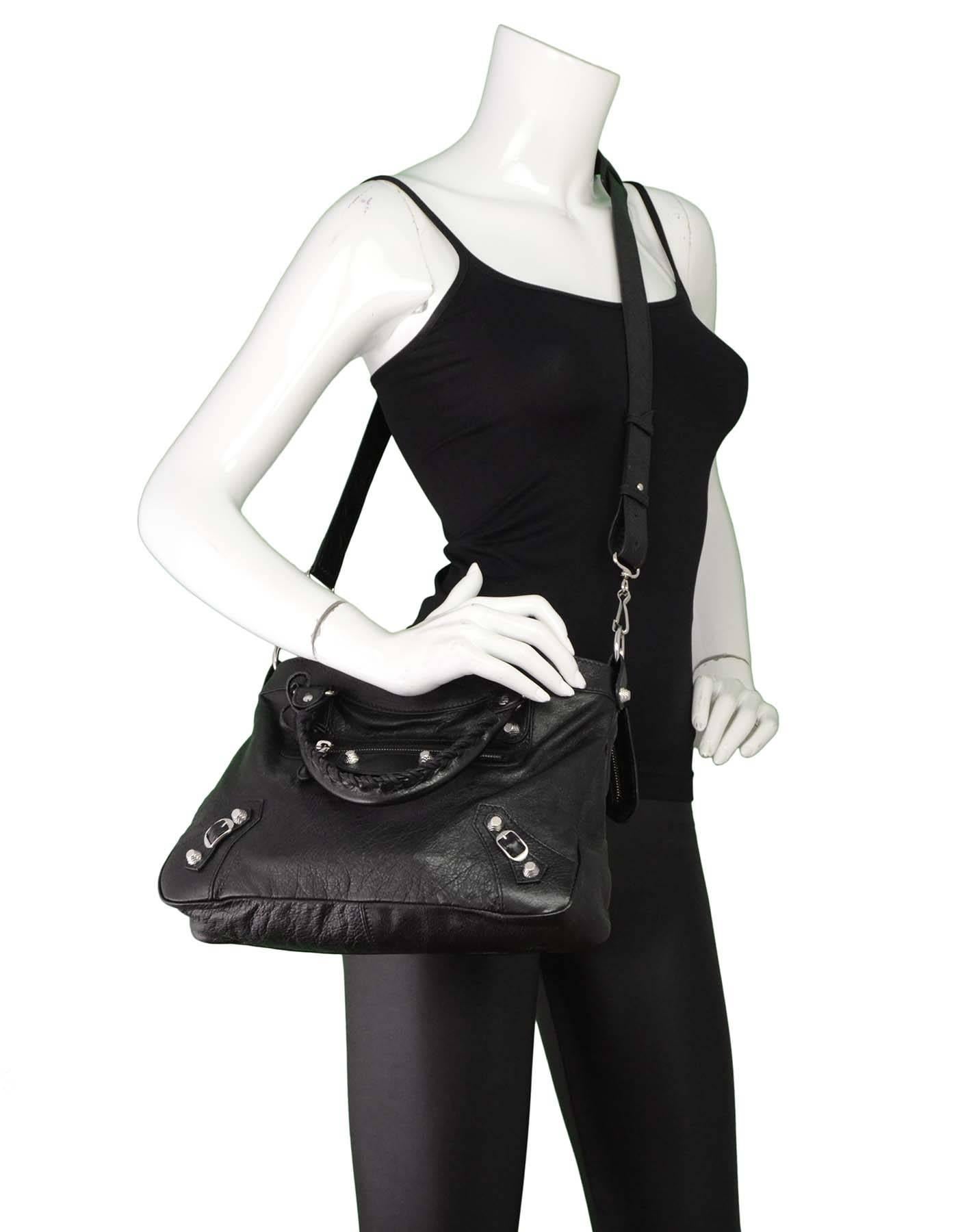 Balenciaga LIKE NEW Black Leather Town Crossbody Bag SHW 5