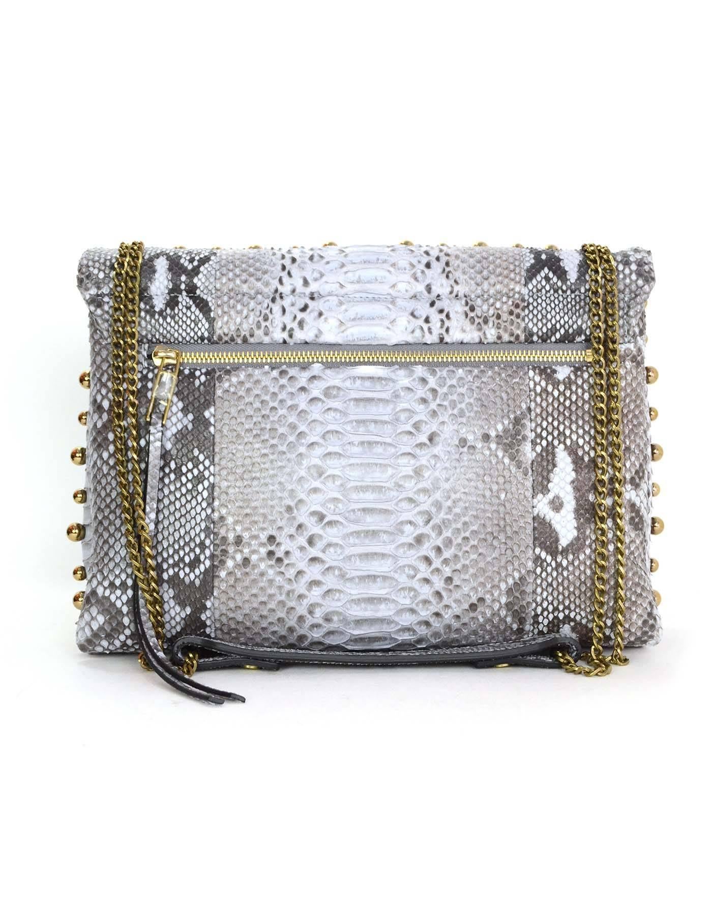 Lanvin Grey Python Studded Sugar Flap Bag rt. $3, 000 In Excellent Condition In New York, NY