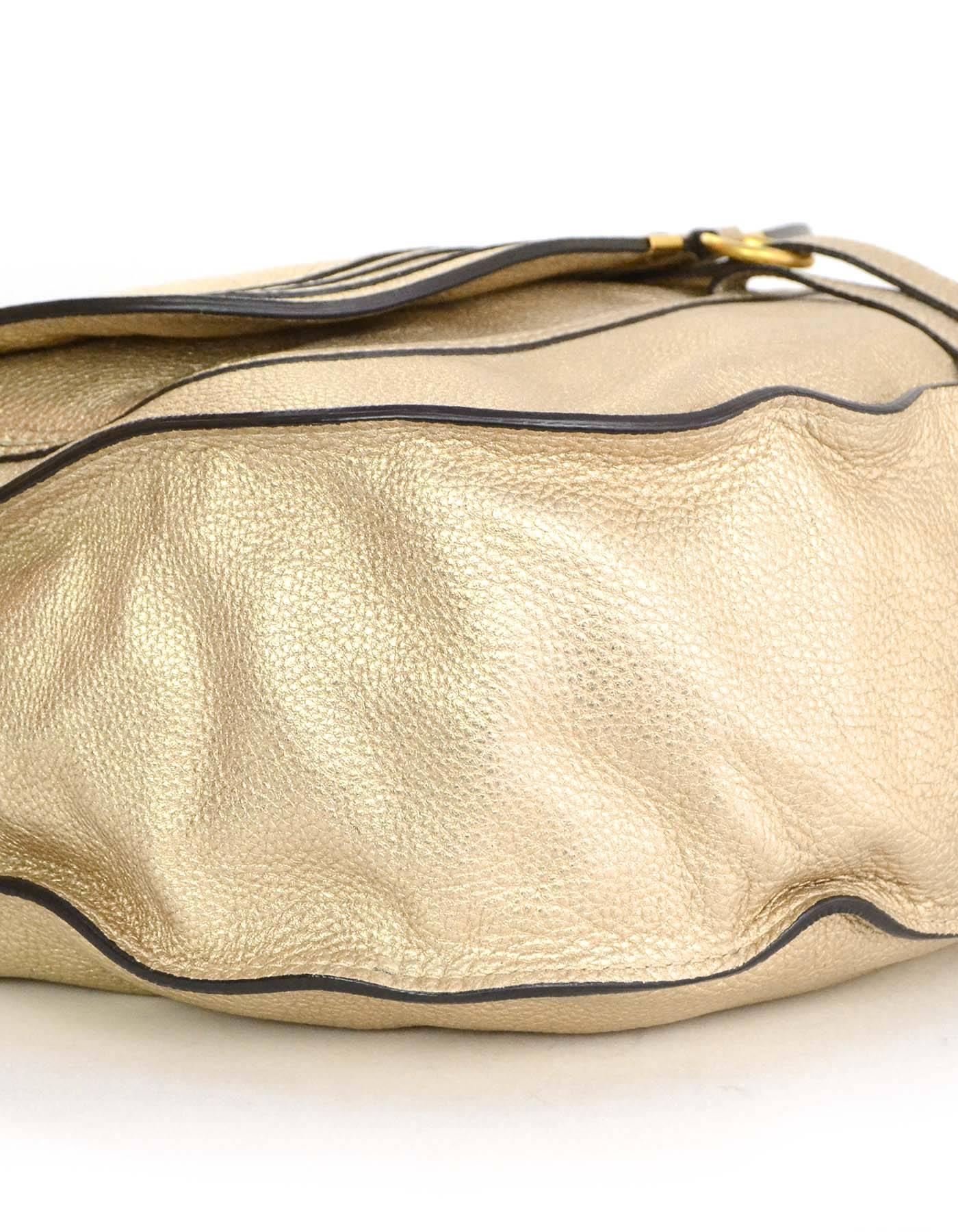 Chloe Gold Leather Large Marcie Hobo Bag with GHW 2