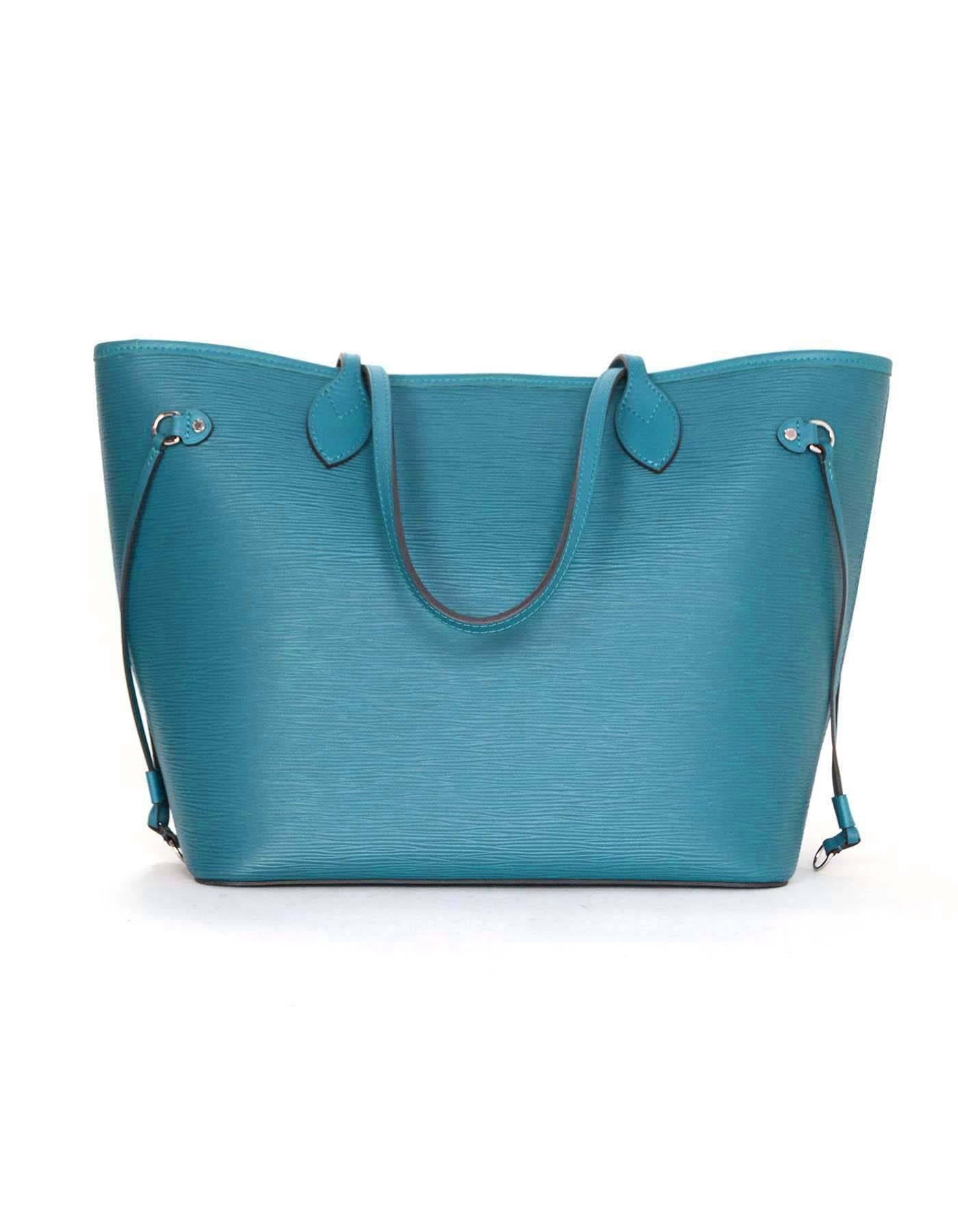Blue Louis Vuitton Cyan Neverfull MM Tote Bag w/ Insert SHW rt. $2, 050