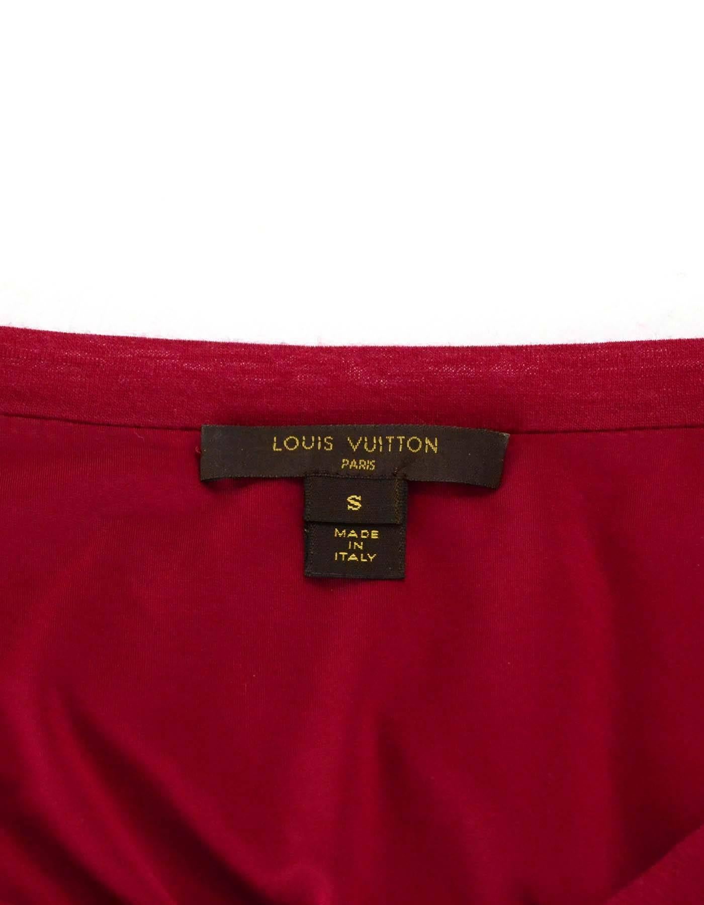 Women's Louis Vuitton Raspberry Wool Ruched T-Shirt Dress Sz S