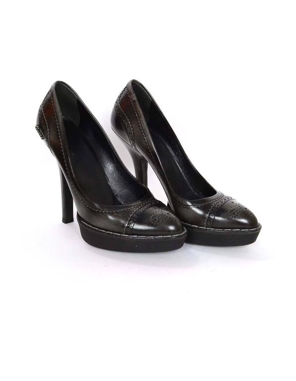 Gucci Black Leather Spectator Pumps Sz 37.5 w/ Dust Bag For Sale at 1stDibs