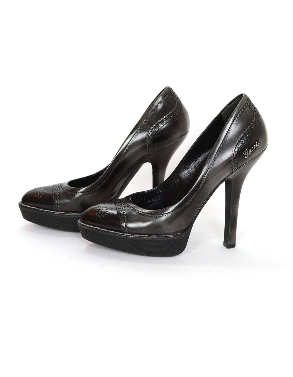 Gucci Black Leather Spectator Pumps Sz 37.5 w/ Dust Bag For Sale at 1stdibs