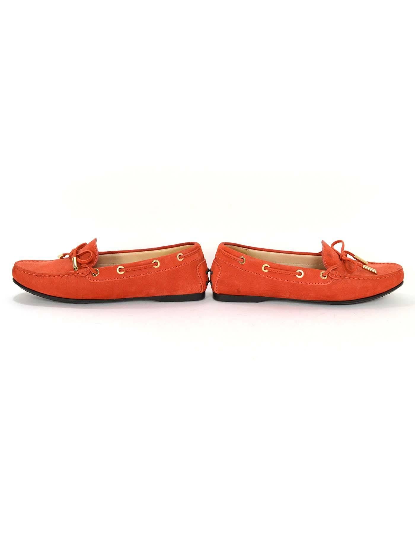 Tod's Orange Suede Riding Loafers Sz 36.5 2