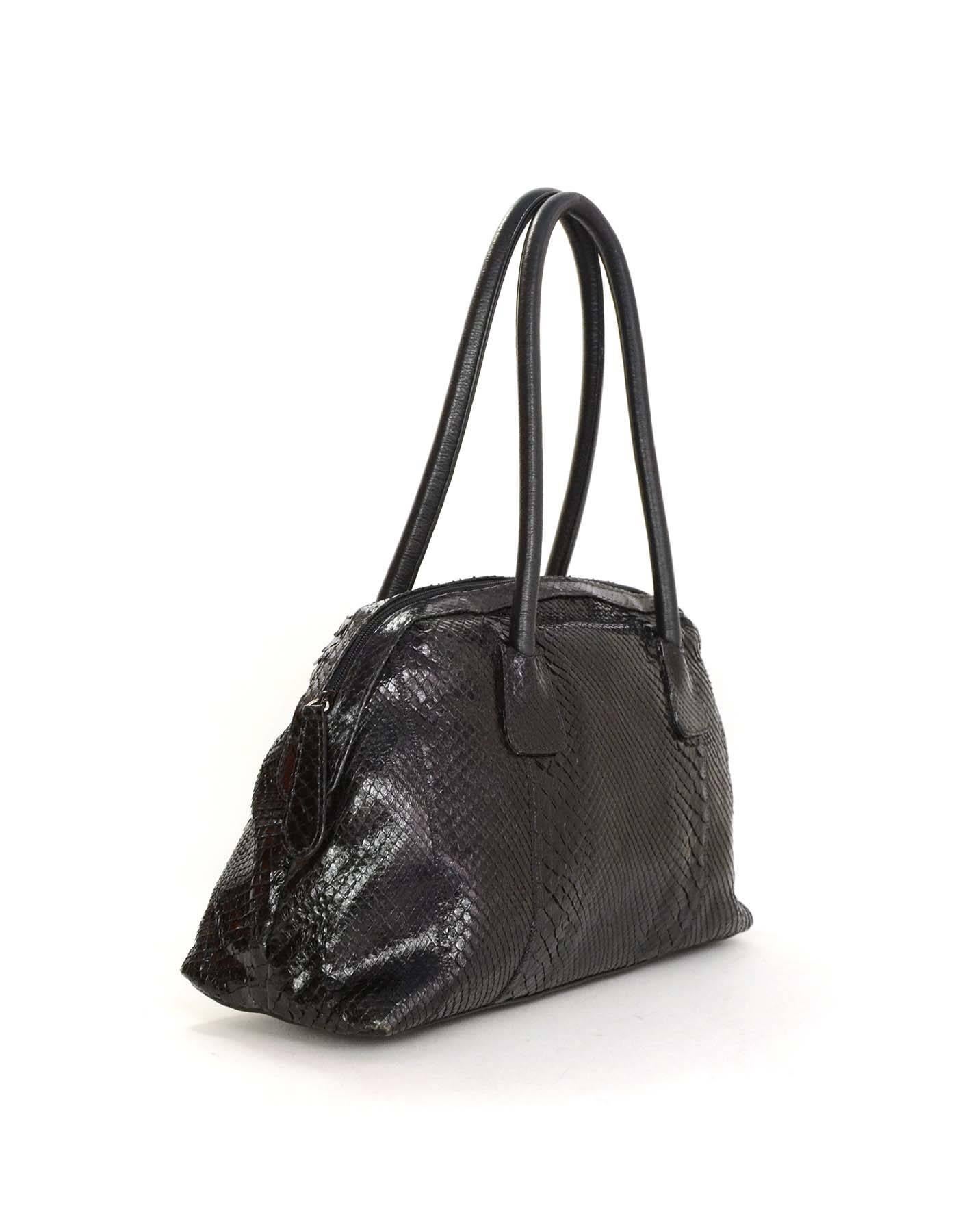 Carlos Falchi Black Python Shoulder Bag rt. $2, 895 In Excellent Condition In New York, NY