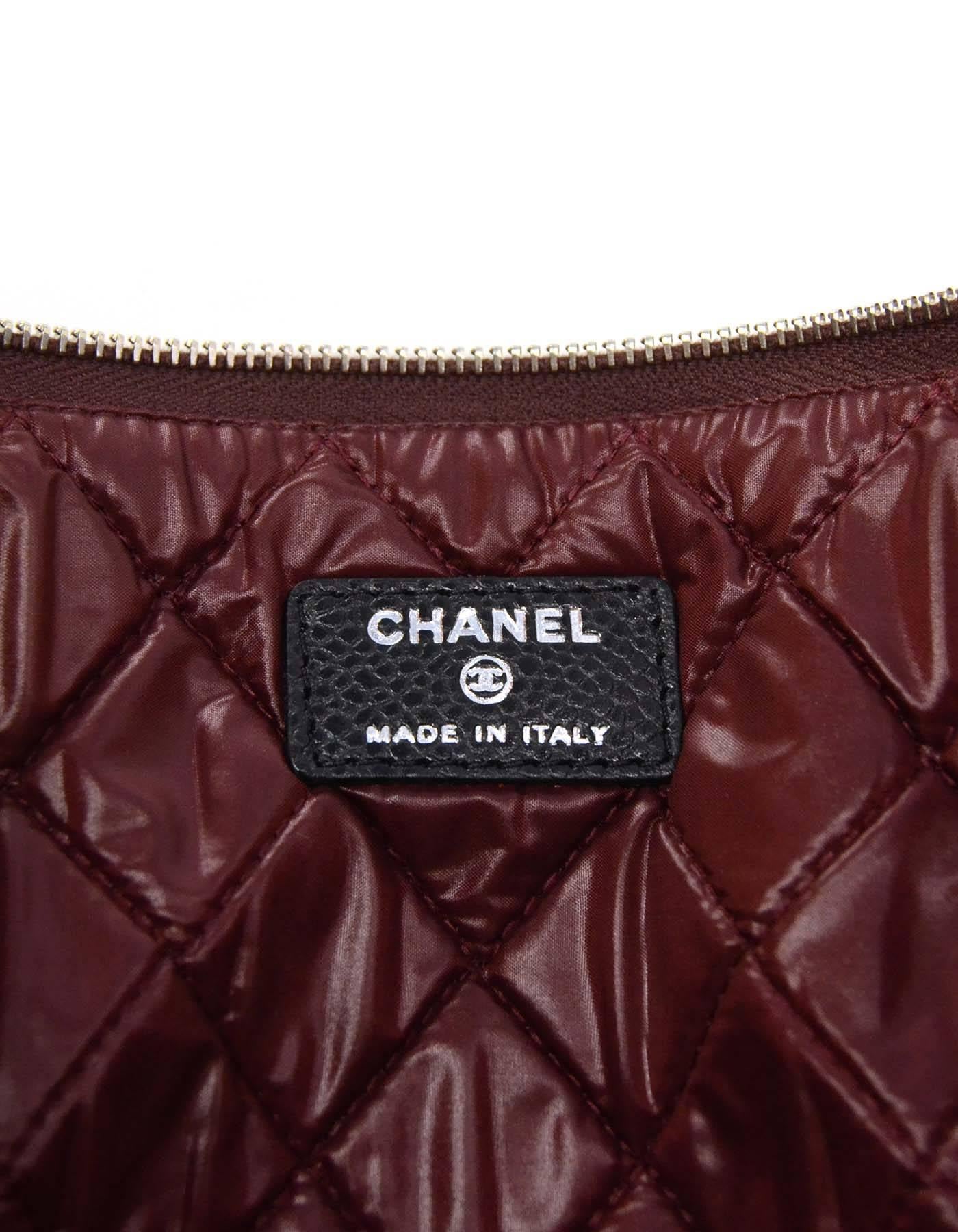 Women's Chanel Black Caviar Leather Quilted O-Case Clutch/Cosmetic Bag